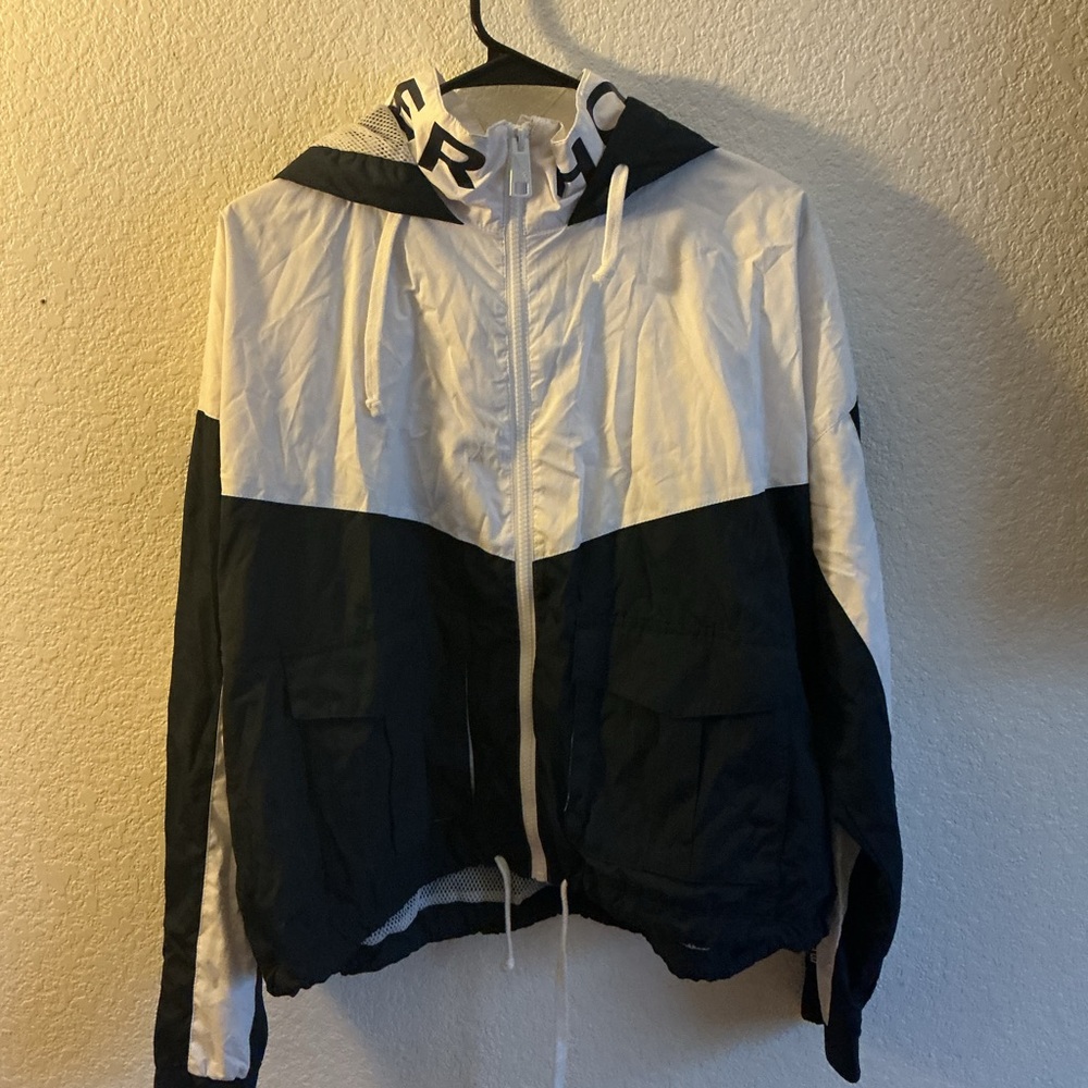 Hollister Black and White Windbreaker